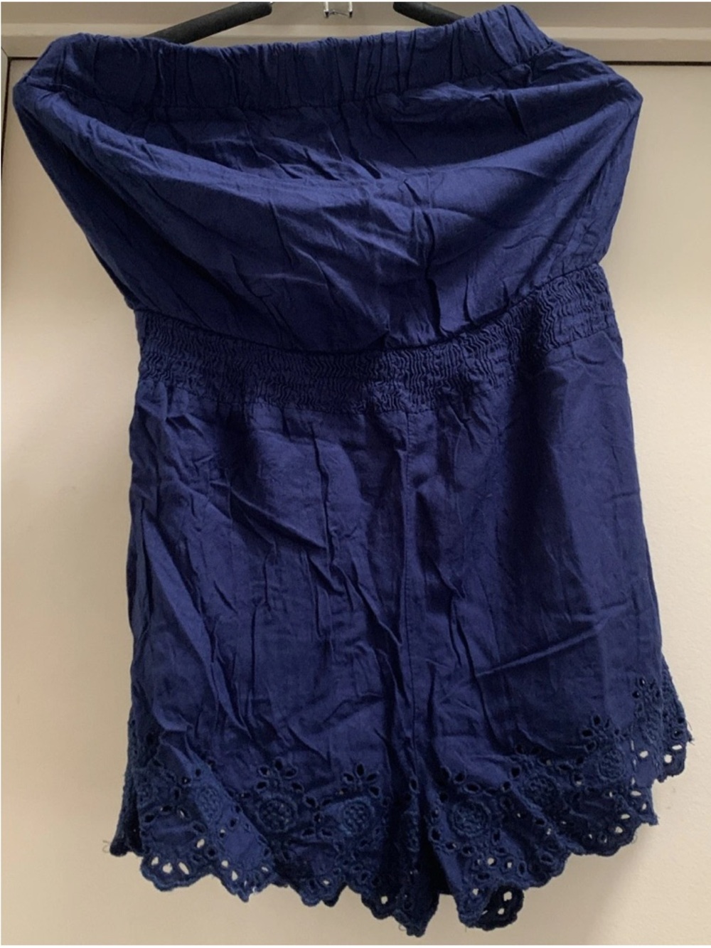 Staring At Stars Anthropologie Dark Blue Romper Small Strapless Elastic Waist